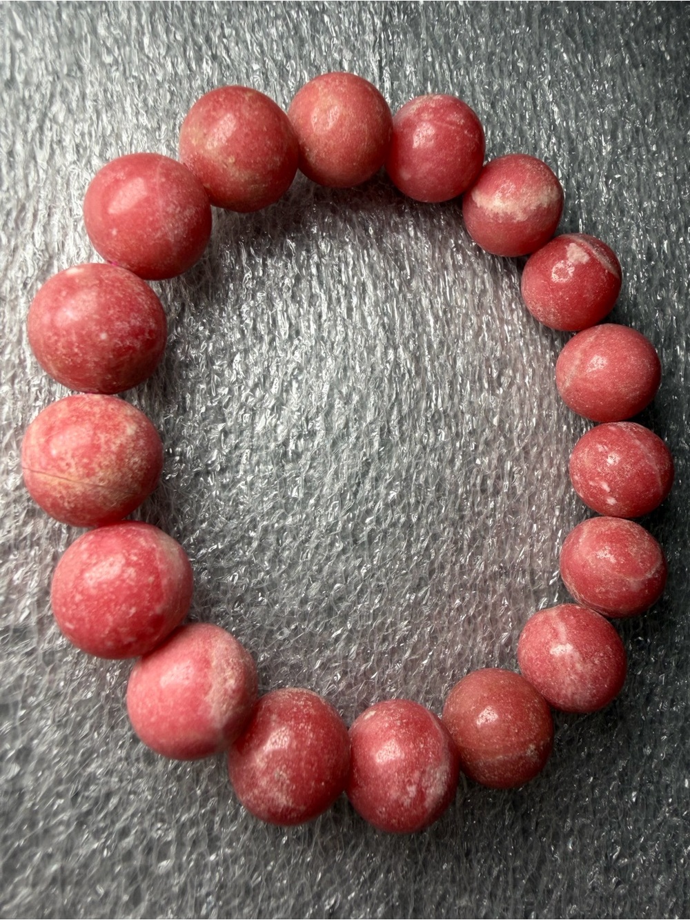 Stunning 12MM Rhodonite Natural Crystal Bracelet
